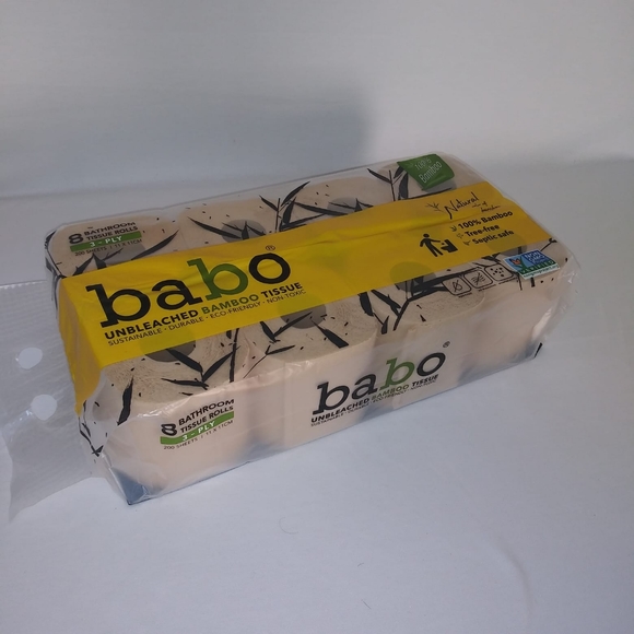 Babo 100 Percent UNBLEACHED Bamboo 8 Pk Toilet Tis - Picture 2 of 7